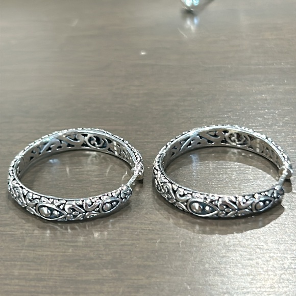 EFFY NEW Two-Tone Bead & Scroll Hoop Earrings - Picture 5 of 5